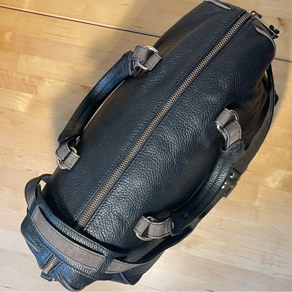 Dimoni black leather and suede details satchel / crossbody bag - Picture 8 of 14